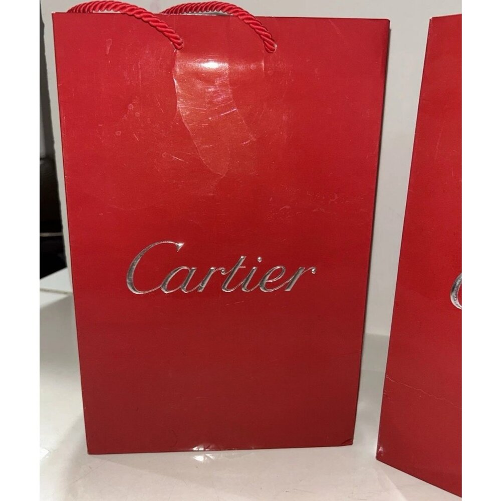 2 Cartier Red Paper Shopping Bag 10.5 x 8" x 4.5" In Great Condition - Picture 2 of 5